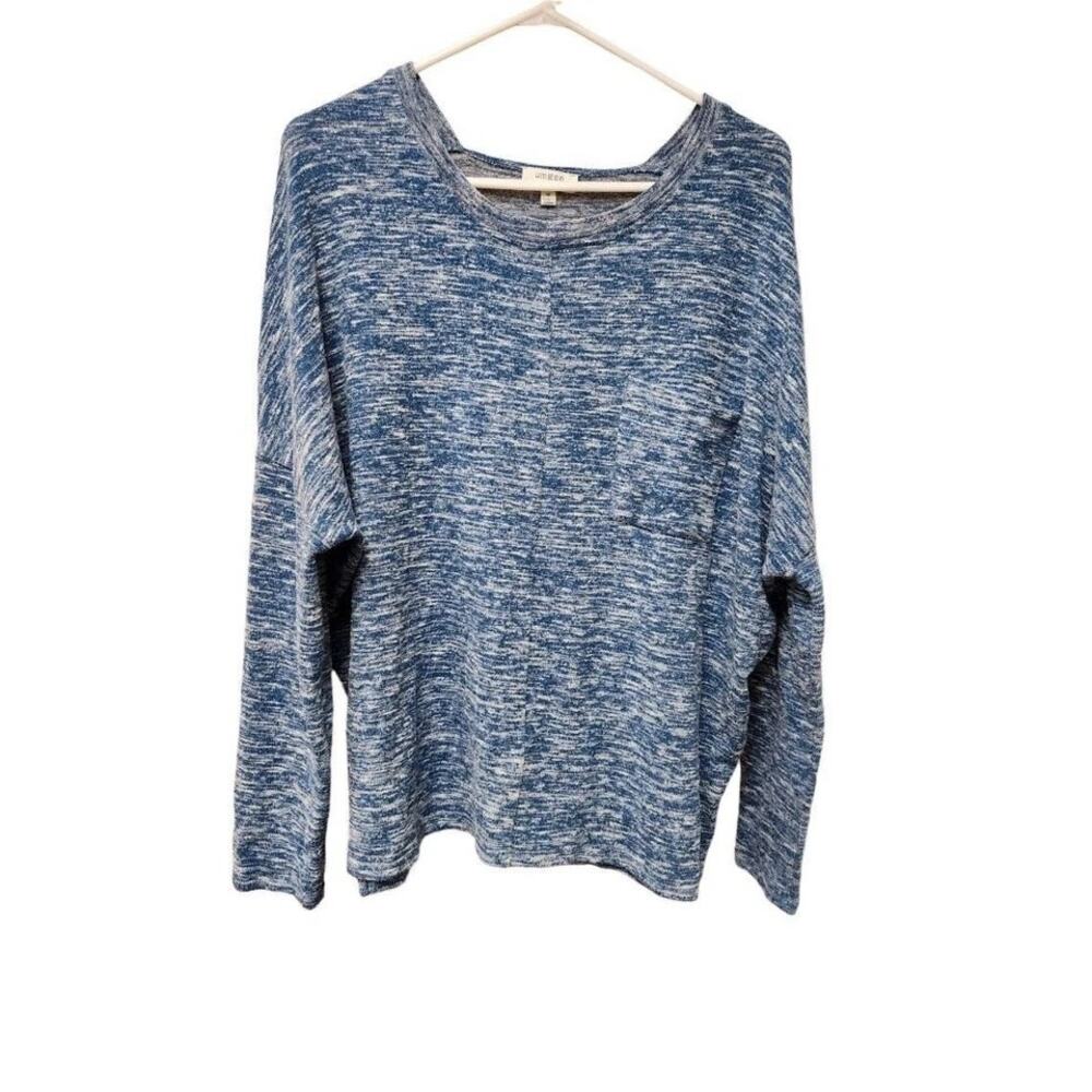 Umgee Medium Heathered Blue Long Sleeve Knit Top